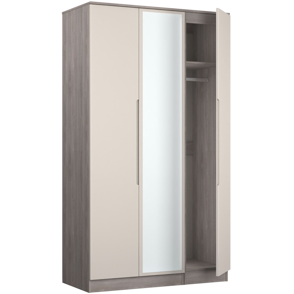 Crowndale Milan 3 Door Kashmir Gloss and Grey Oak Tall Mirrored Wardrobe Ready Assembled Image 6