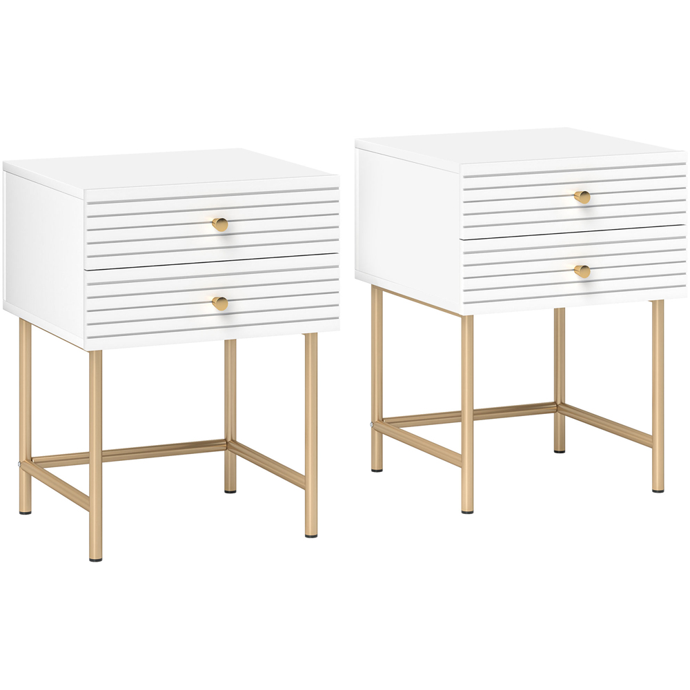 Portland 2 Drawer White Bedside Table Set of 3 Image 2