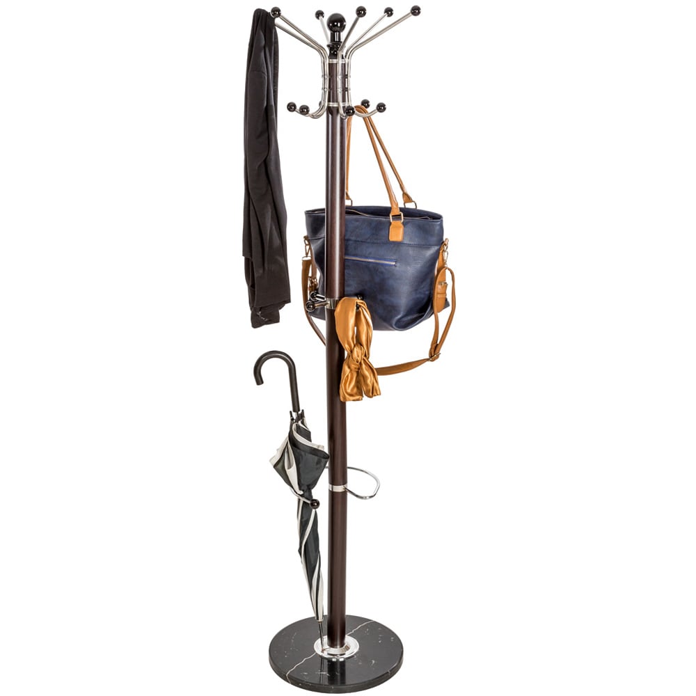 tectake Brown Coat Stand with 16 Hooks Image 3