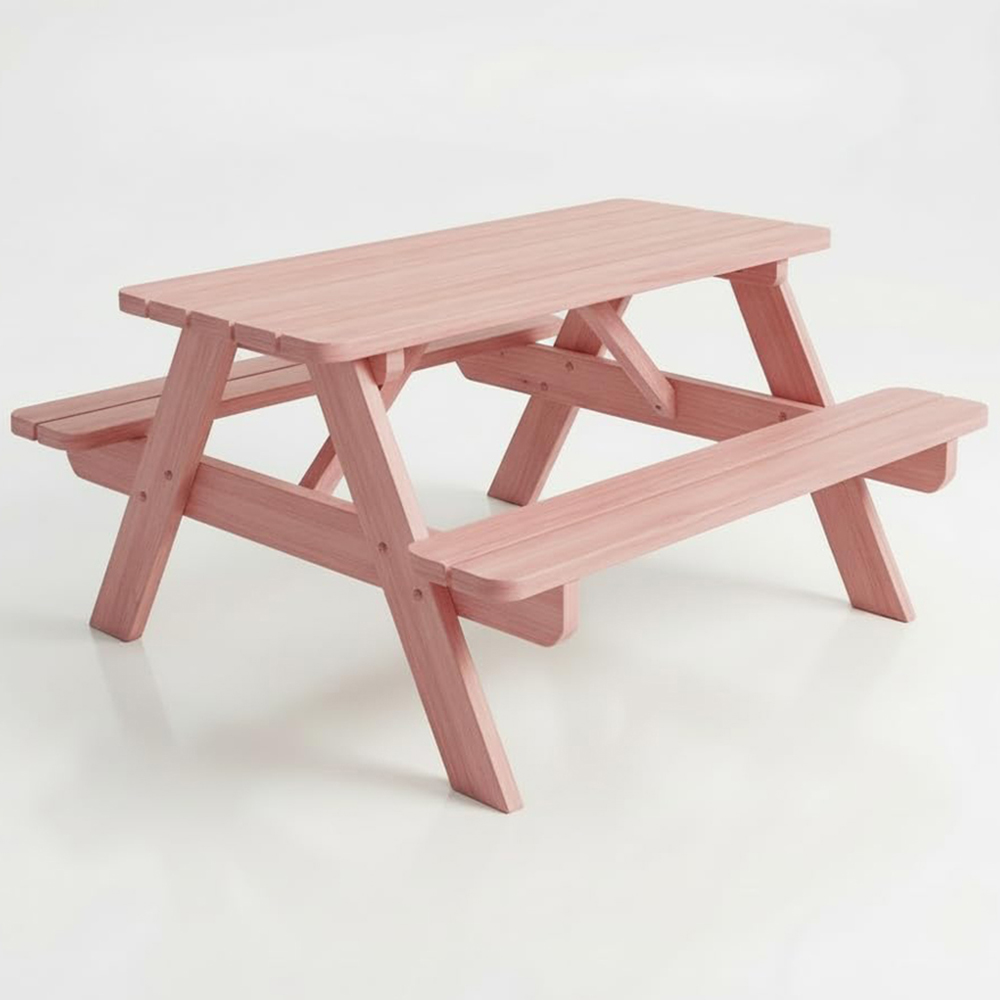 AMATA Children's Powder Pink Classic Wooden Picnic Table Image 2
