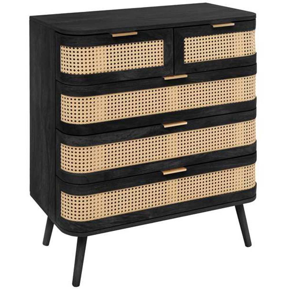 Birlea Noah 5 Drawer Black Rattan Storage Chest Image 2
