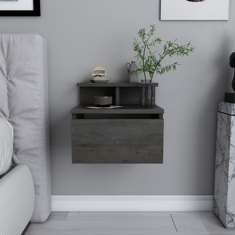 Decorotika Alice Single Drawer Single Shelf Wenge Floating Bedside Table Image 4