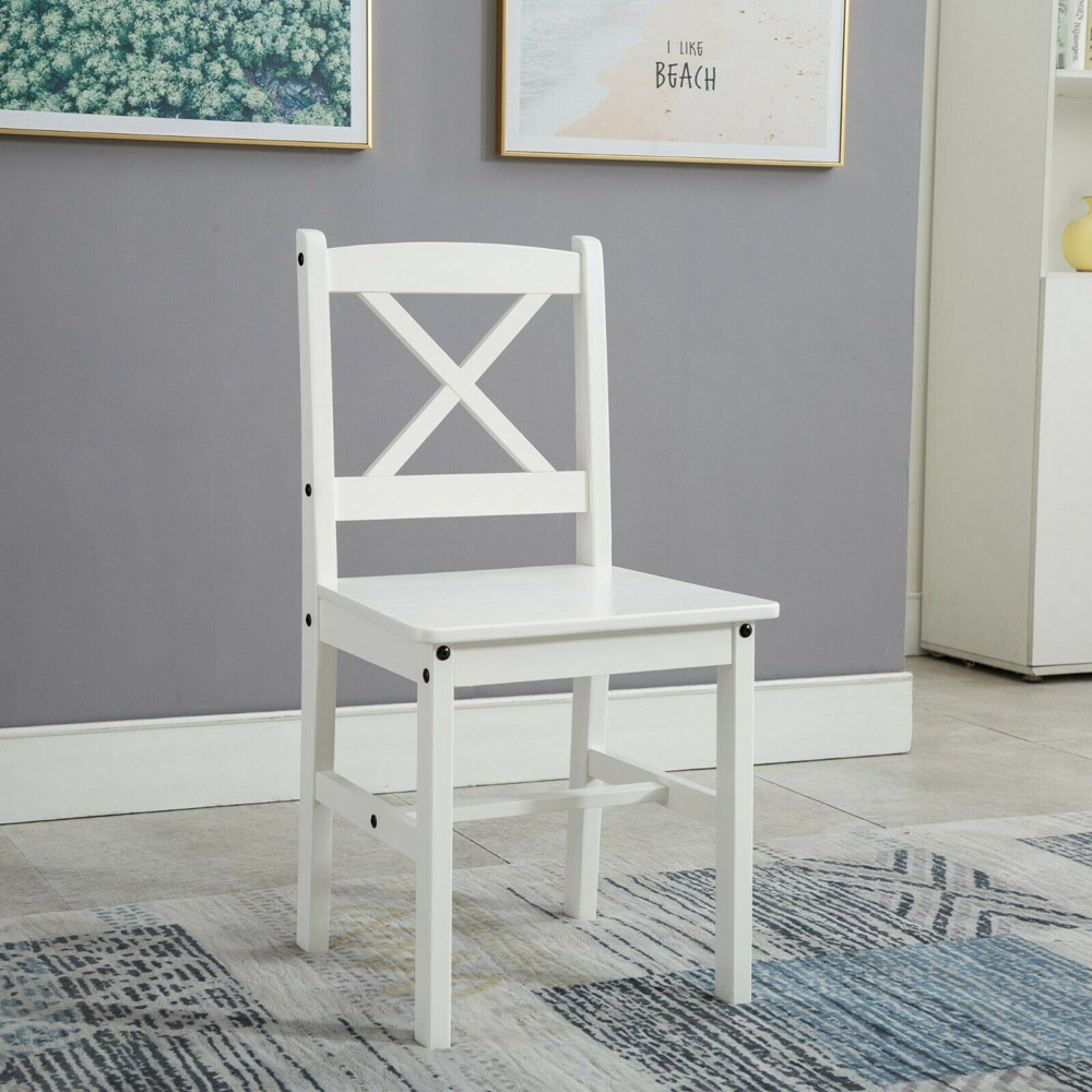 Solid Wooden 4 Seater Dining Set White Image 4