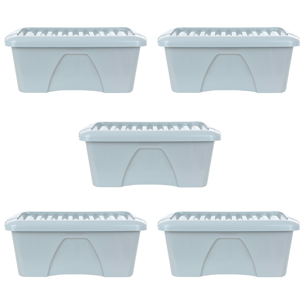 Wham 34L Soft Grey Home Upcycle Storage Box with Lid 5 Pack Image 1