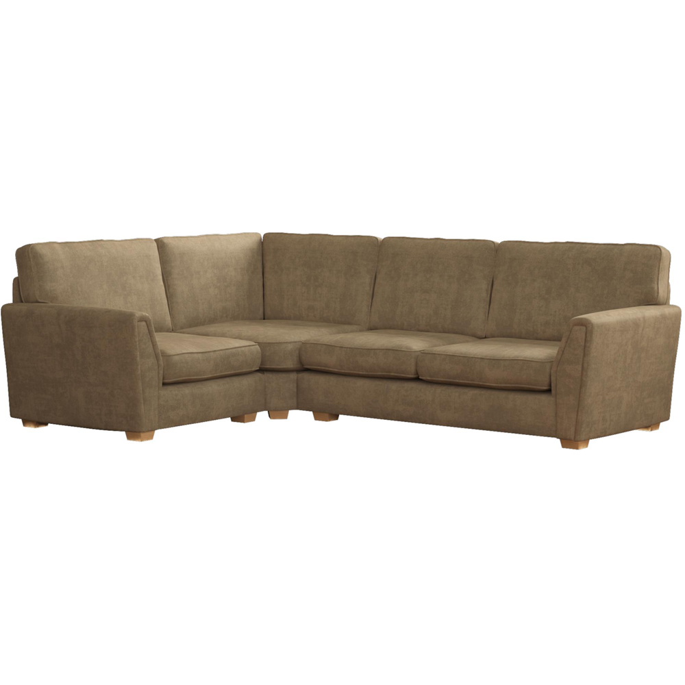 Wendleberry 3 Seater Mink Plush Velvet Fixed Back Left Hand Corner Sofa Image 2