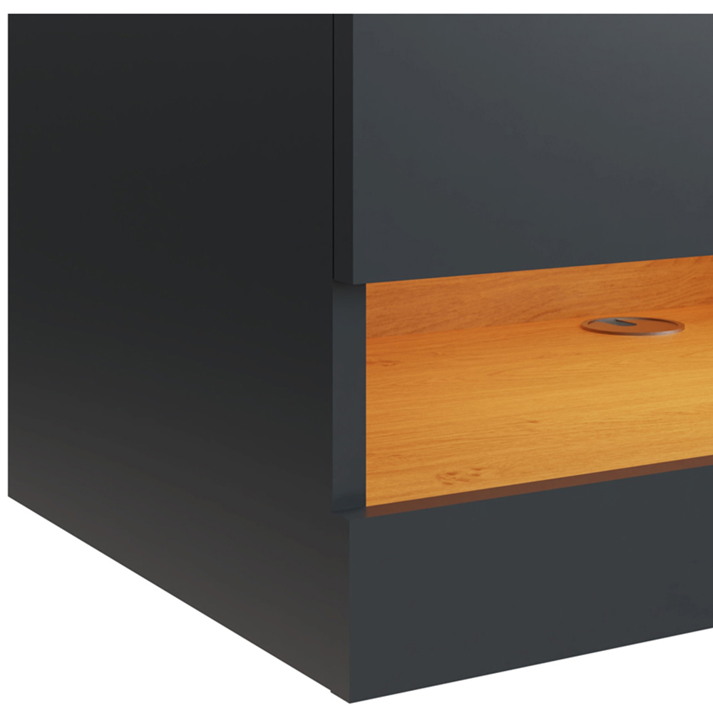 GFW Leon 2 Shelf Anthracite and Oak Wall TV Unit with LED Image 6