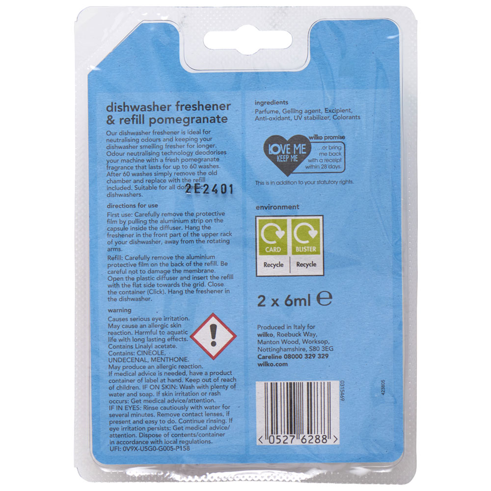 Wilko Pomegranate Dishwasher Freshener And Refill 2 x 6ml Image 2