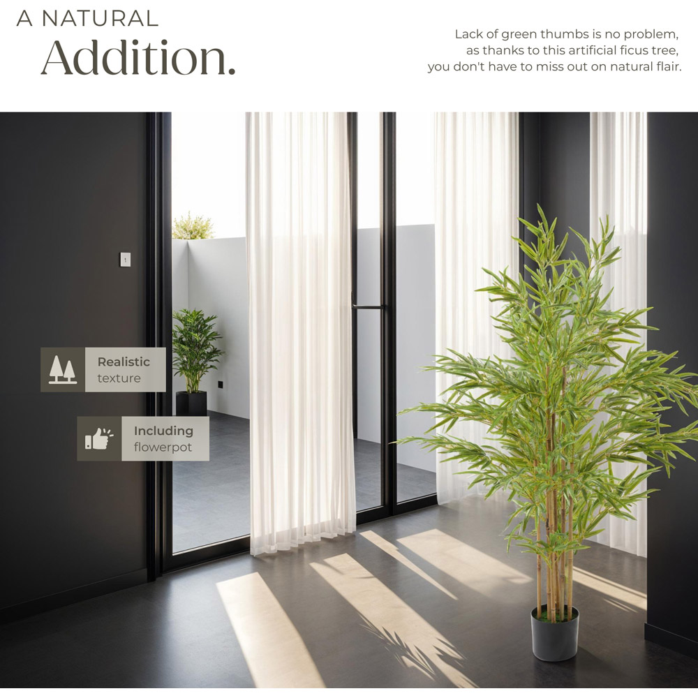 tectake Artificial Bamboo Plant in Pot 150cm Image 5
