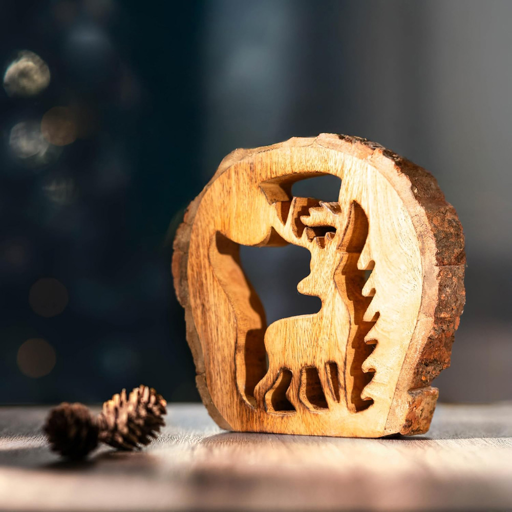 Marco Paul Wooden Reindeer Christmas Decoration Image 2