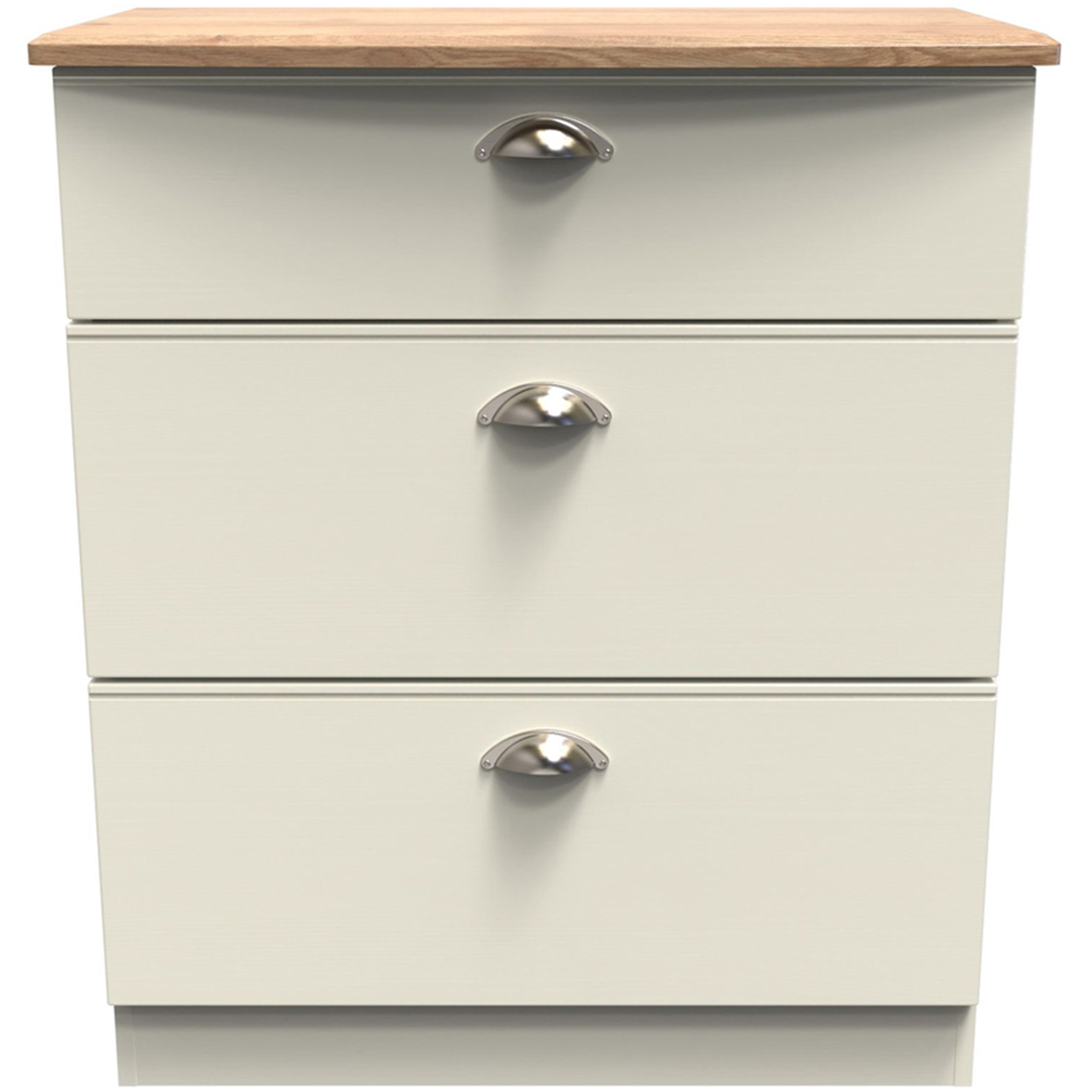 Crowndale Victoria 3 Drawer Cream Ash and Oak Deep Chest of Drawer Image 2