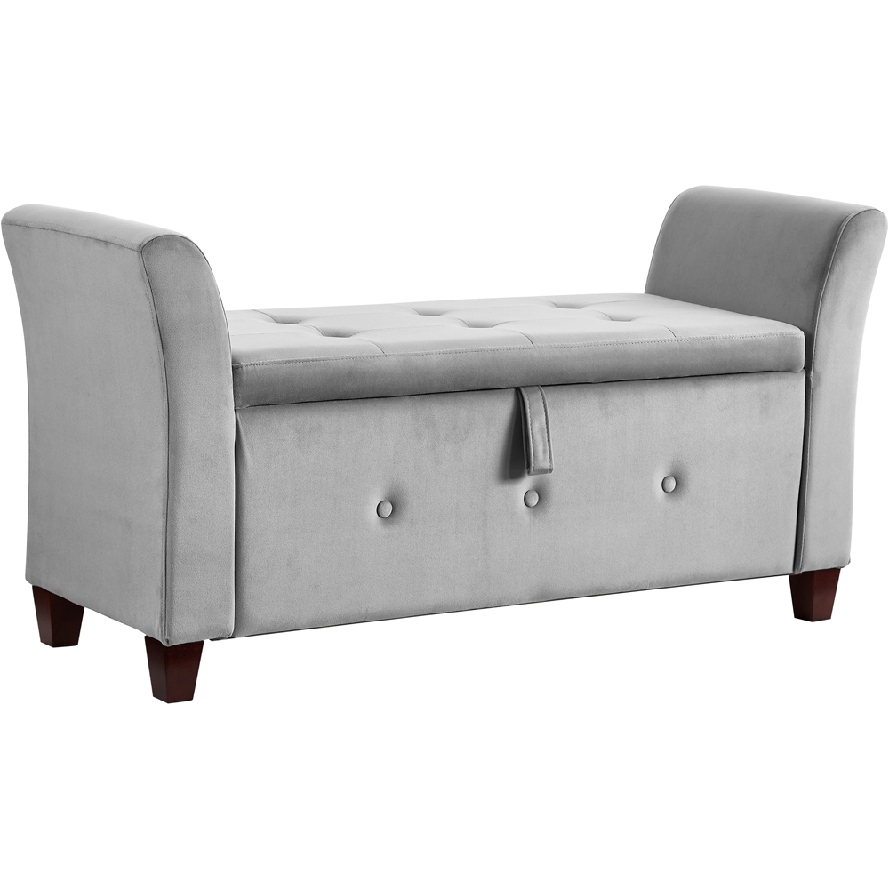 Vida Designs Seville Velvet Light Grey Storage Ottoman Image 2