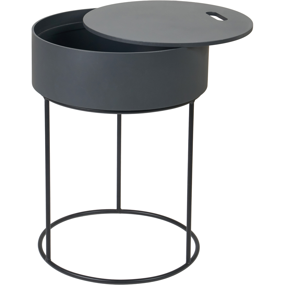 Pacific Lifestyle Hugo Dark Grey Wood Veneer and Black Metal Storage Table Image 3