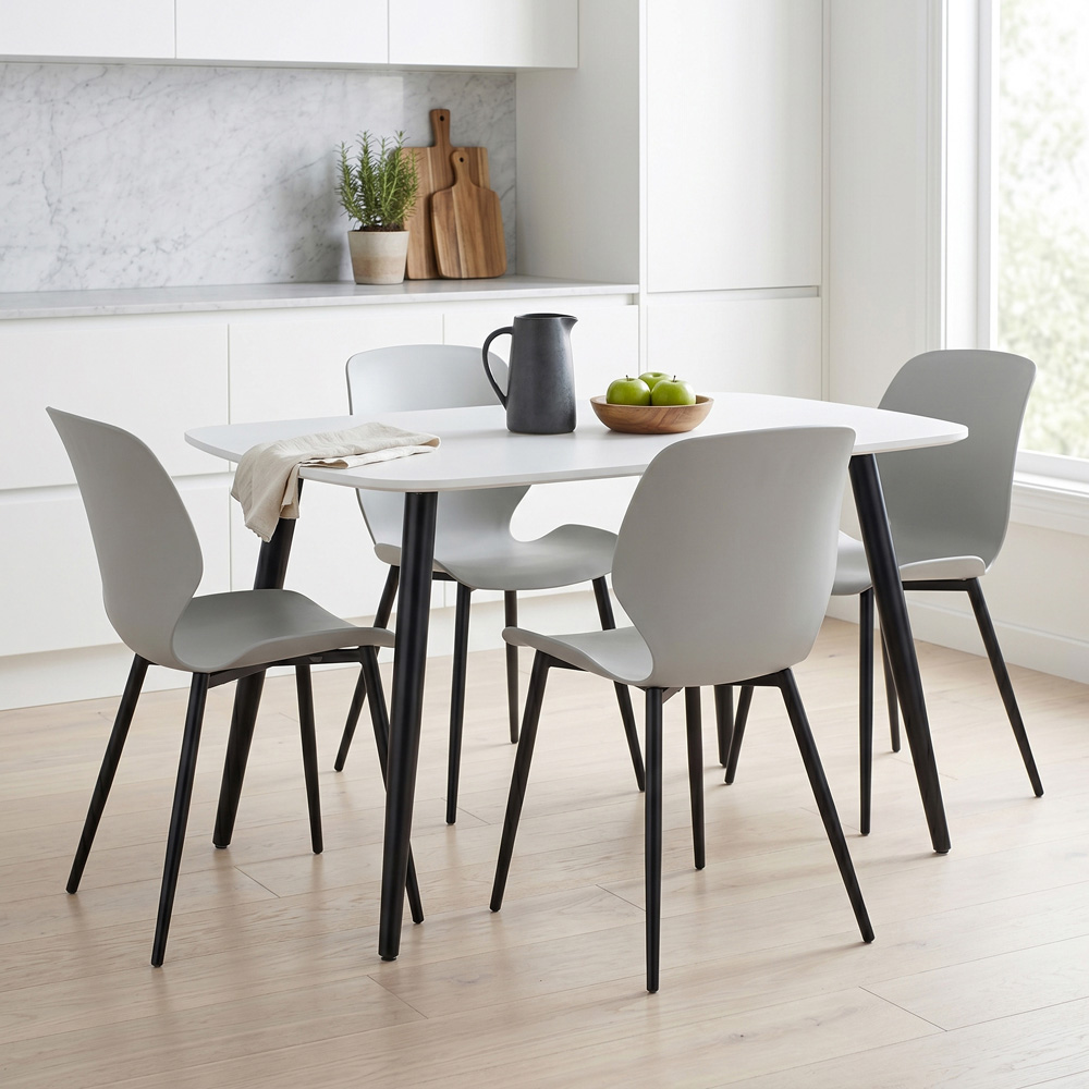 Core Products Aspen Carnaby 4 Seater Plastic Rectangular Dining Set White and Light Grey Image 5