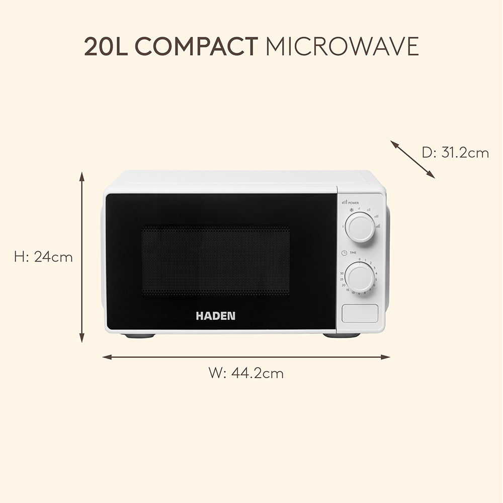 Haden 214188 White 20L Manual Microwave 800W Image 8