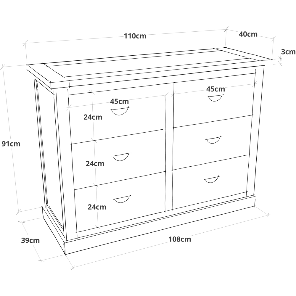 Cabinet Bits Tirolo 6 Drawer Brown Brass Cup Handle Chest of Drawers Image 9