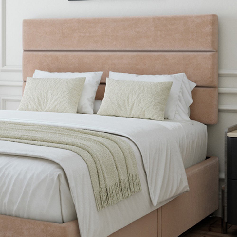 Bedmaster Small Double Mink Naples Velvet 2 Drawer Divan Base with Milan Headboard Image 2