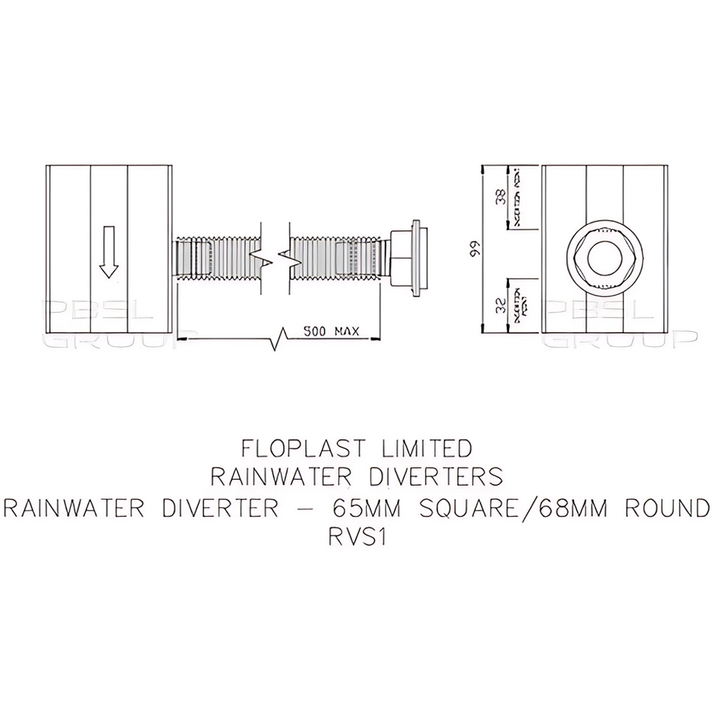 FloPlast Rain Diverter Black Image 2