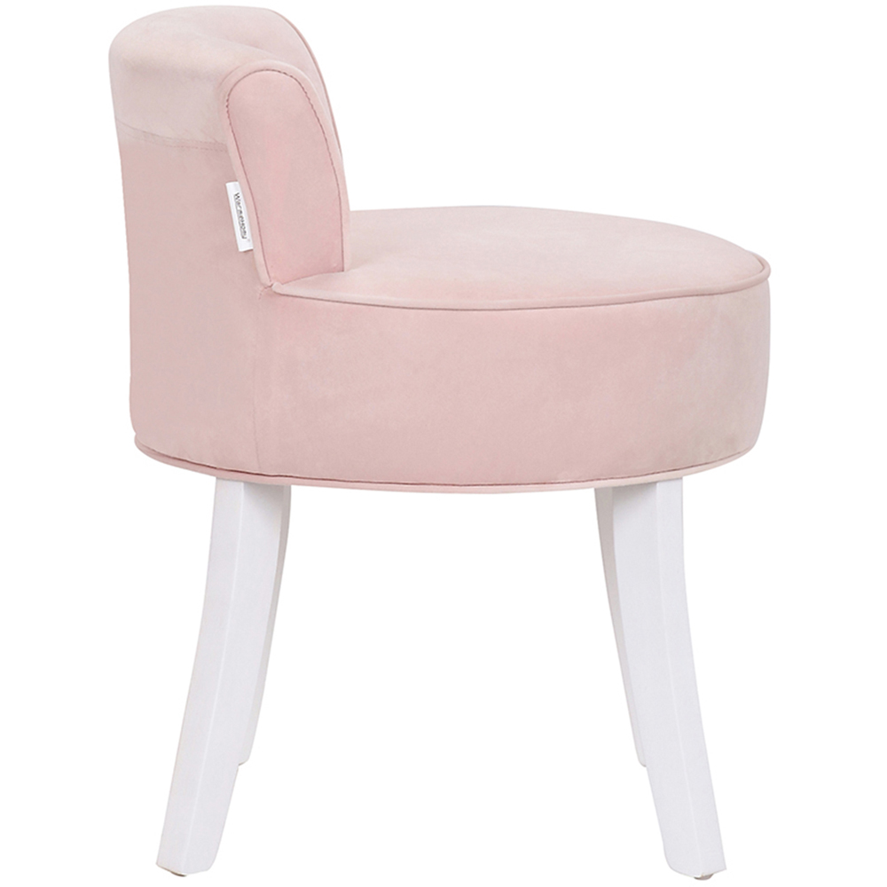 Living and Home Light Pink Chenille Button Tufted Dressing Table Stool Image 5