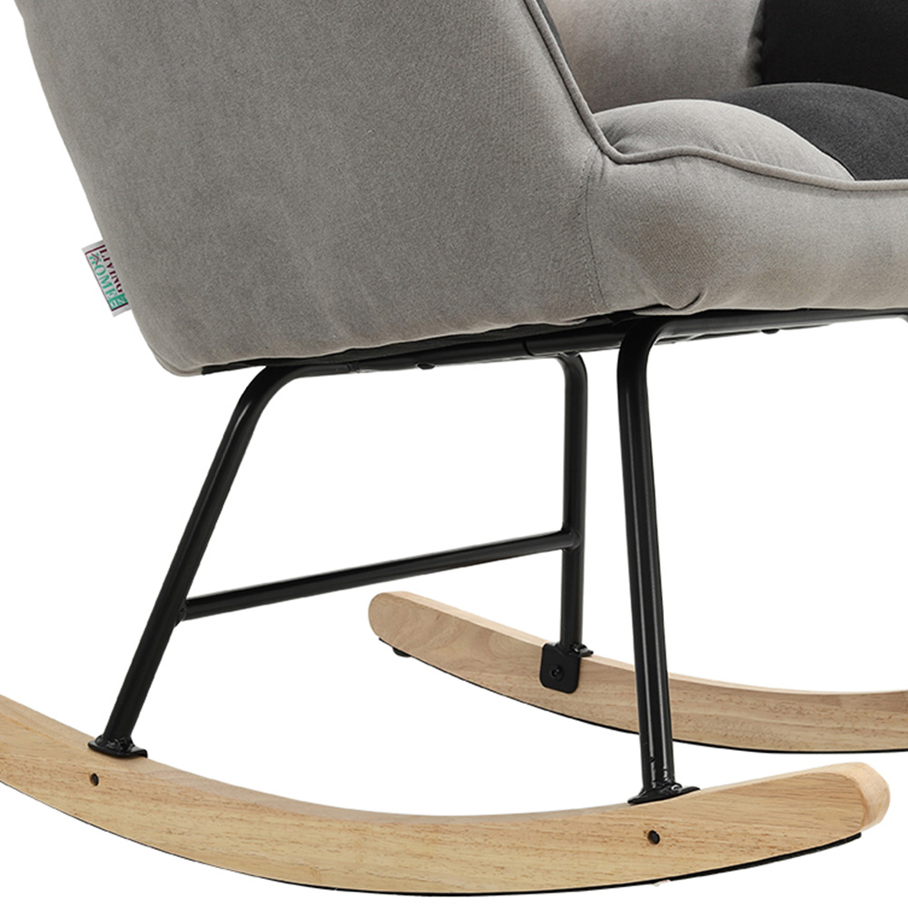 Living and Home Tufted Linen Upholstered Rocking Chair Image 5