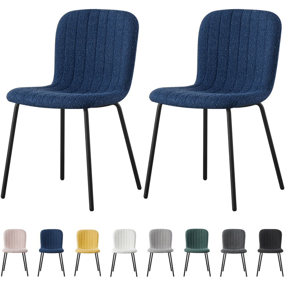 Bella Set of 2 Blue Teddy Faux Fur Stitched Design Dining Chairs Image 7