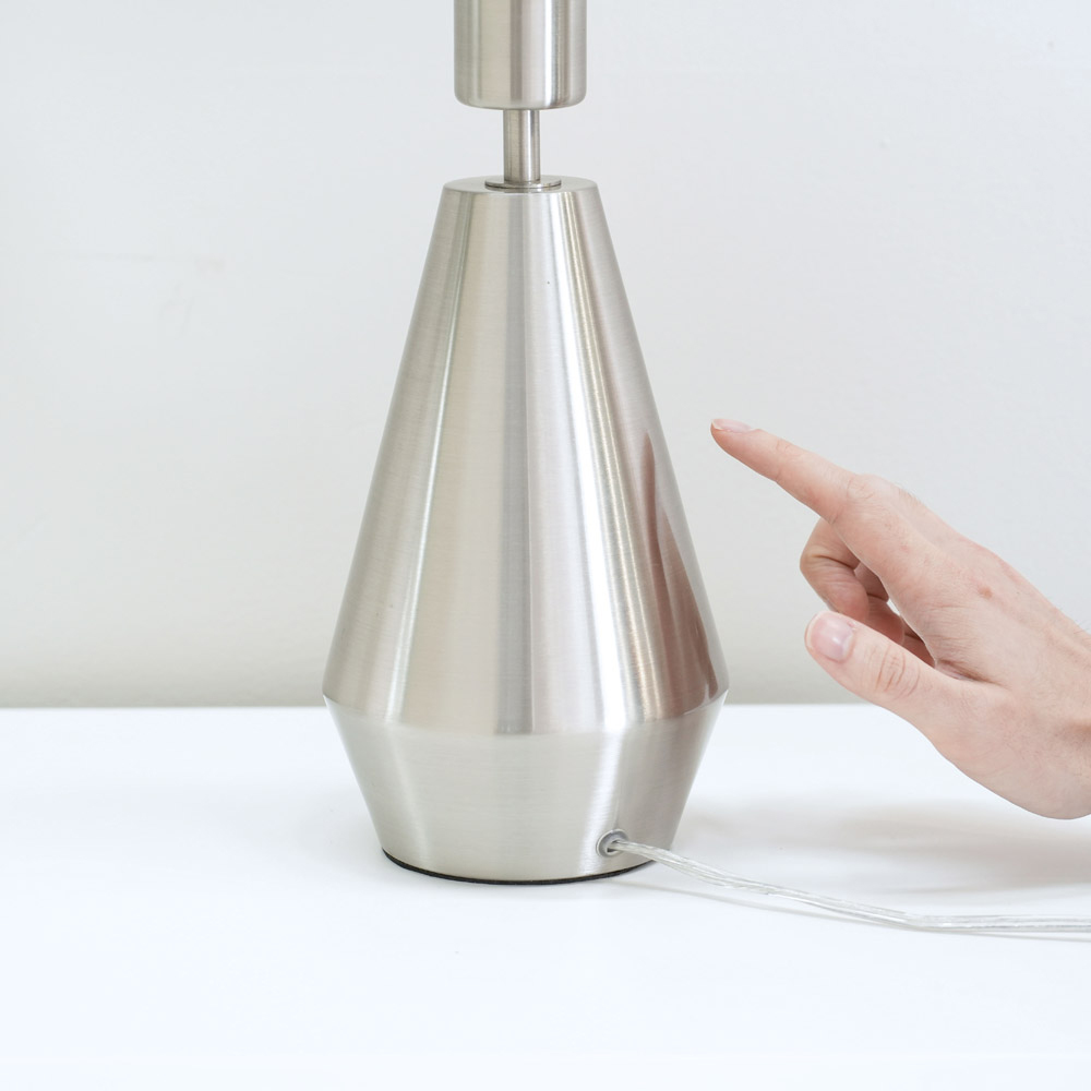 ValueLights Jax Reni Grey and Chrome Drum Shade Touch LED Table Lamp Image 4