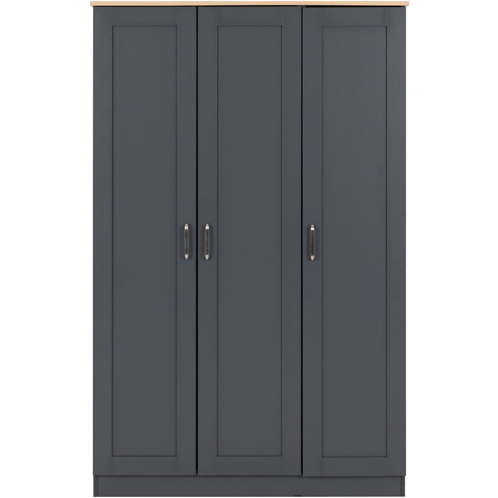 Seconique Portland 3 Door Grey and Oak Effect Wardrobe Image 3