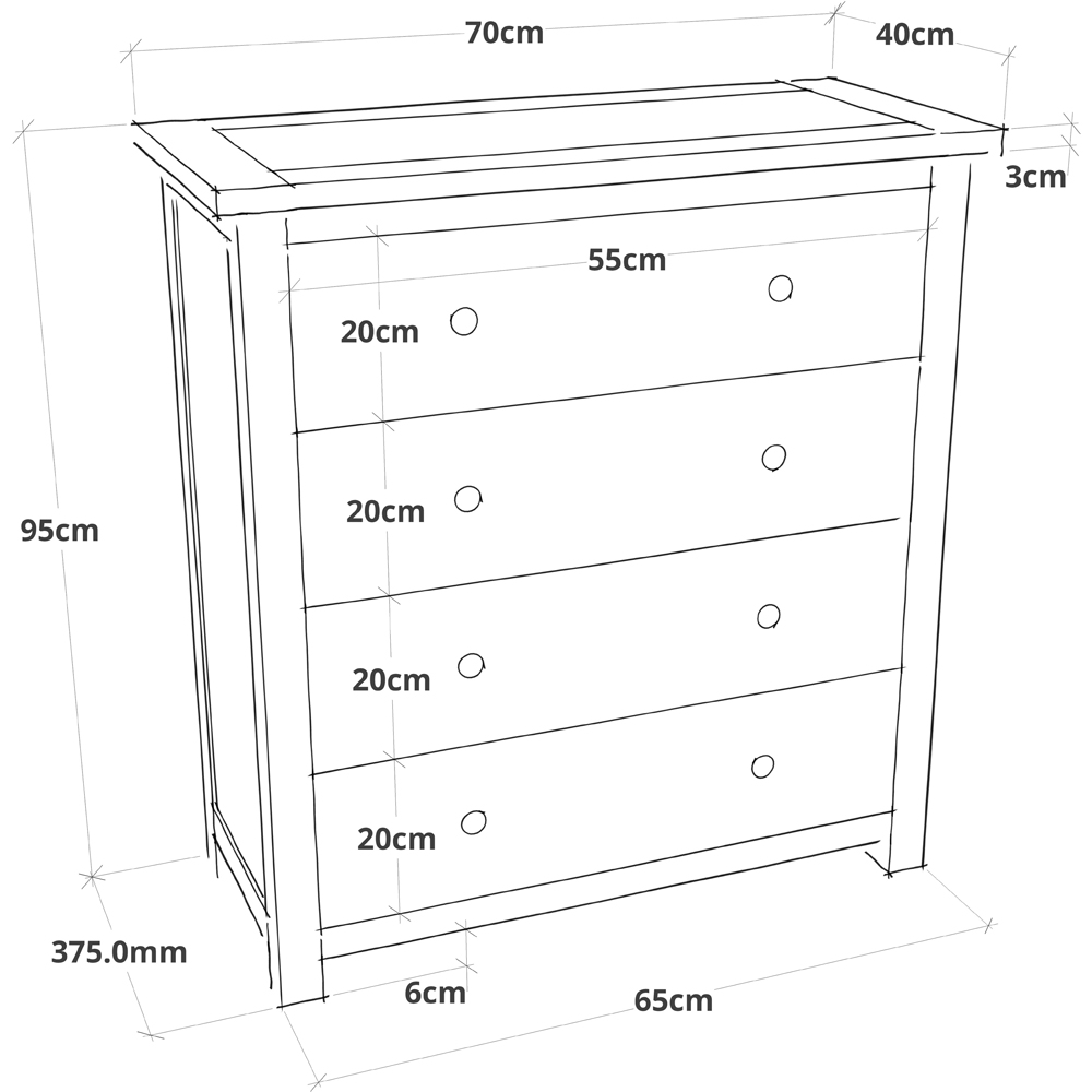Cabinet Bits Argenta 4 Drawer Light Grey Chrome Cup Handle Chest of Drawers Image 6