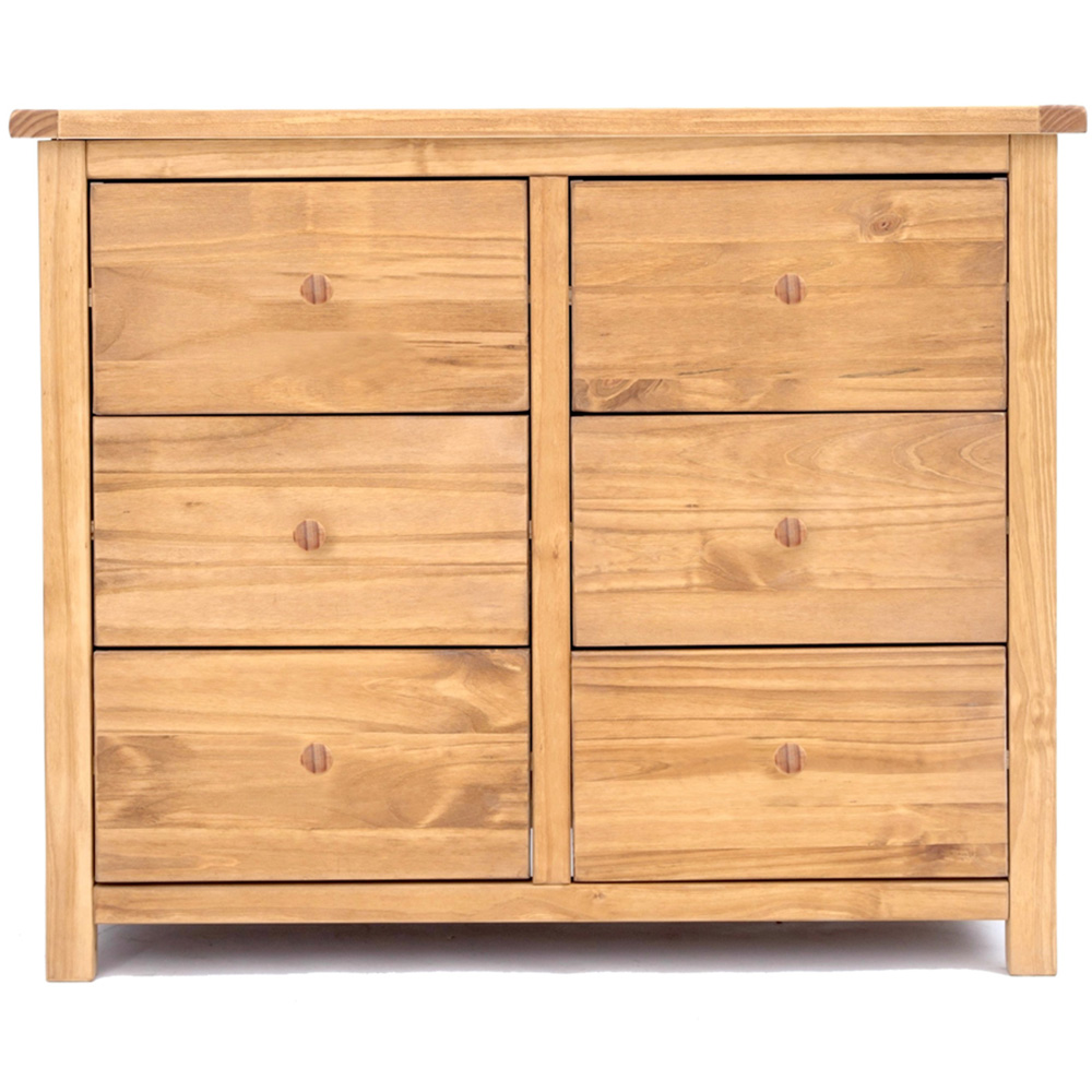 Cabinet Bits Lugo 6 Drawer Brown Wood Knob Chest of Drawers Image 3