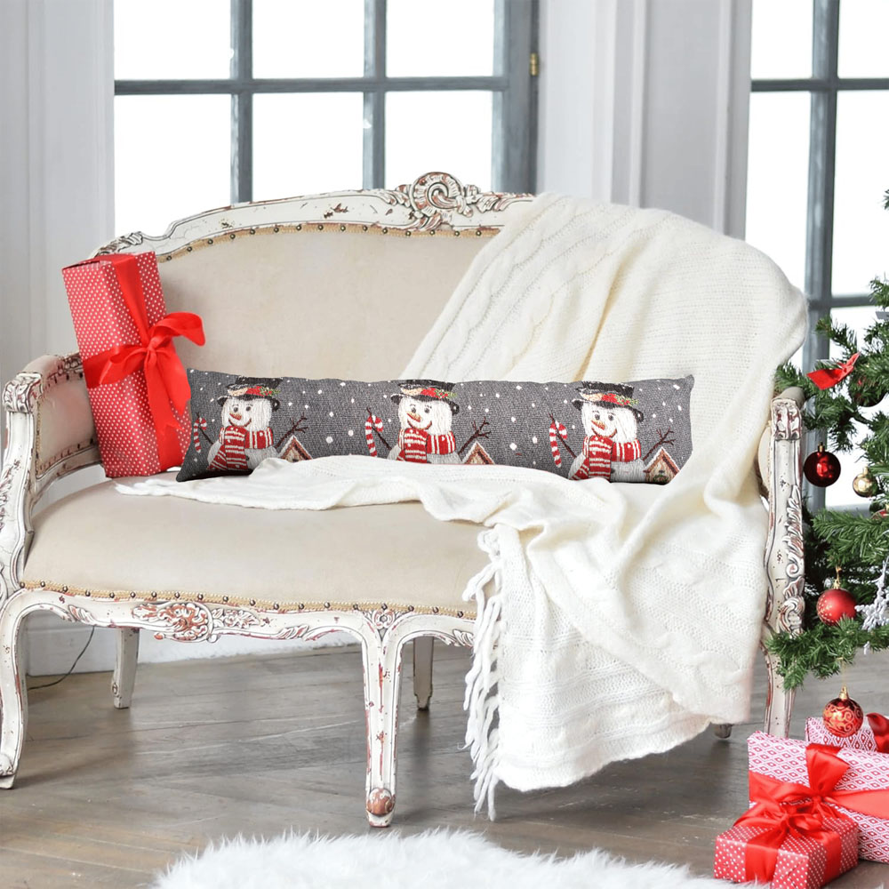 Noel Square Snowman Birdhouse Grey Draught Excluder 12 x 90cm Image 2