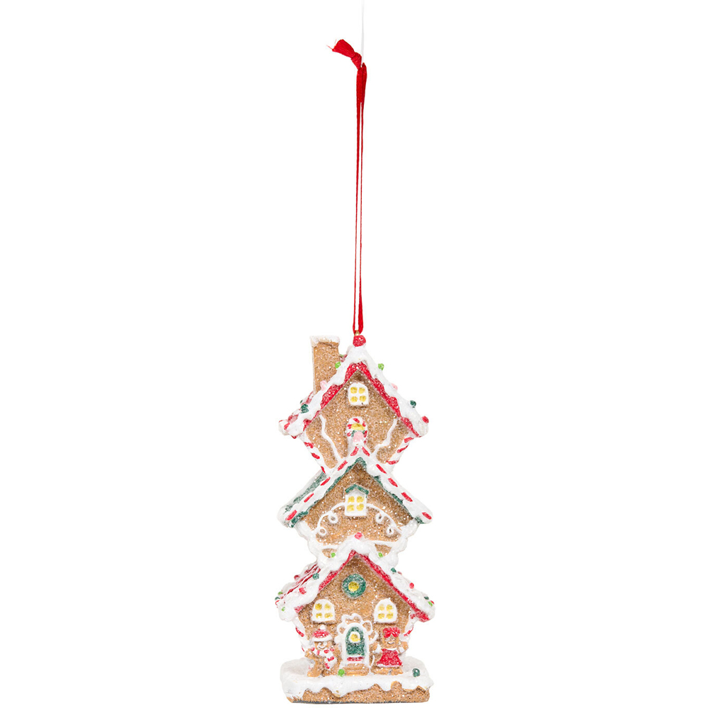 Gingerbread Tiered House Hanging Tree Decoration Image 3