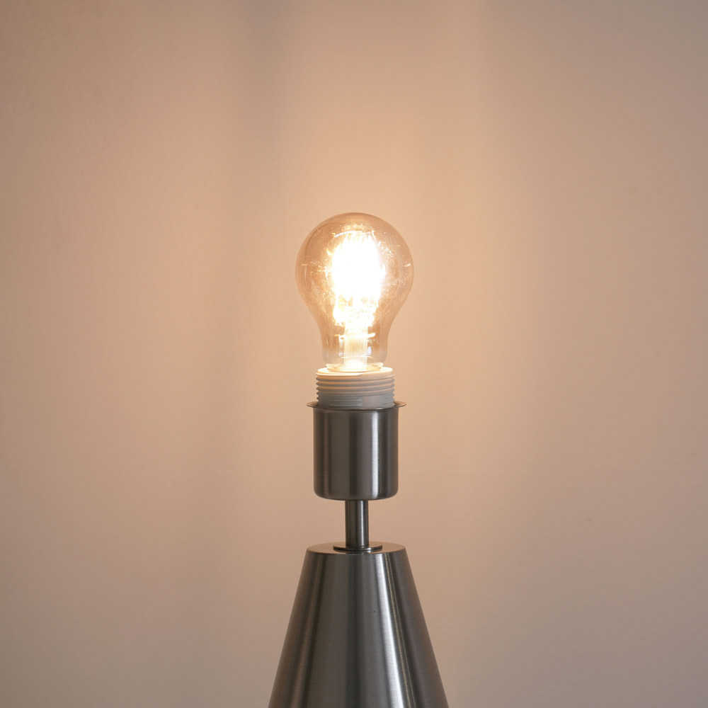 ValueLights Jax Reni Grey and Chrome Drum Shade Touch LED Table Lamp Image 3