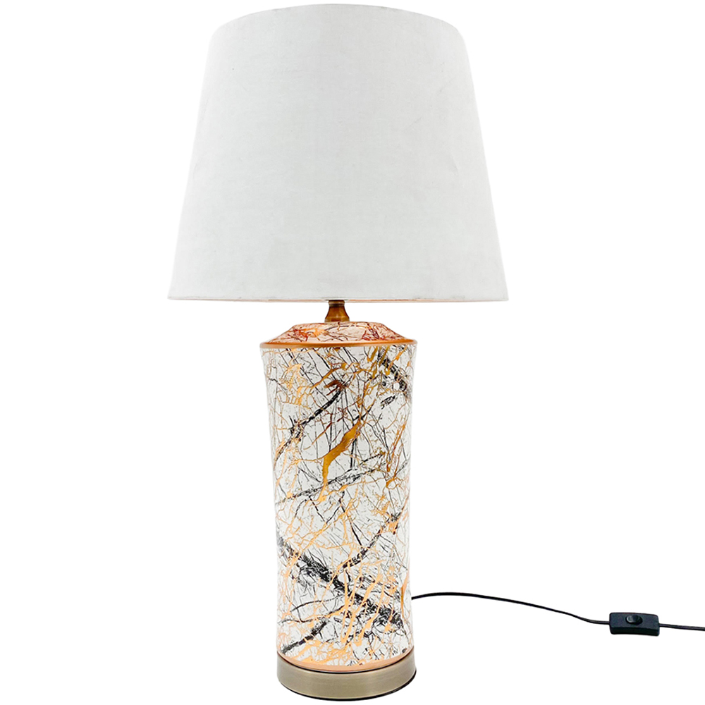 Acacia Home White Ceramic Table Lamp with Shade 51cm Image 1