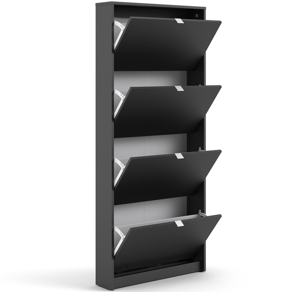 Florence Shoes 4 Flip Door Single Layer Matt Black Shoe Storage Cabinet Image 5