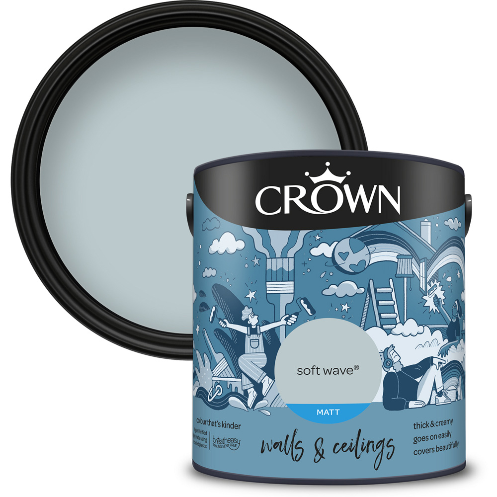 Crown Walls and Ceilings Soft Wave Matt Emulsion Paint 2.5L Image 1