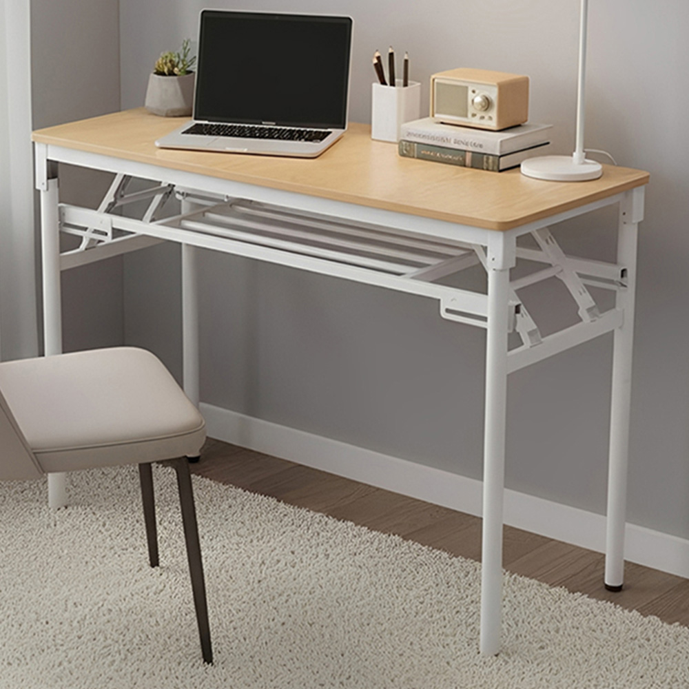 Living and Home Single Shelf Metal Frame Foldable Laptop Desk Natural ...