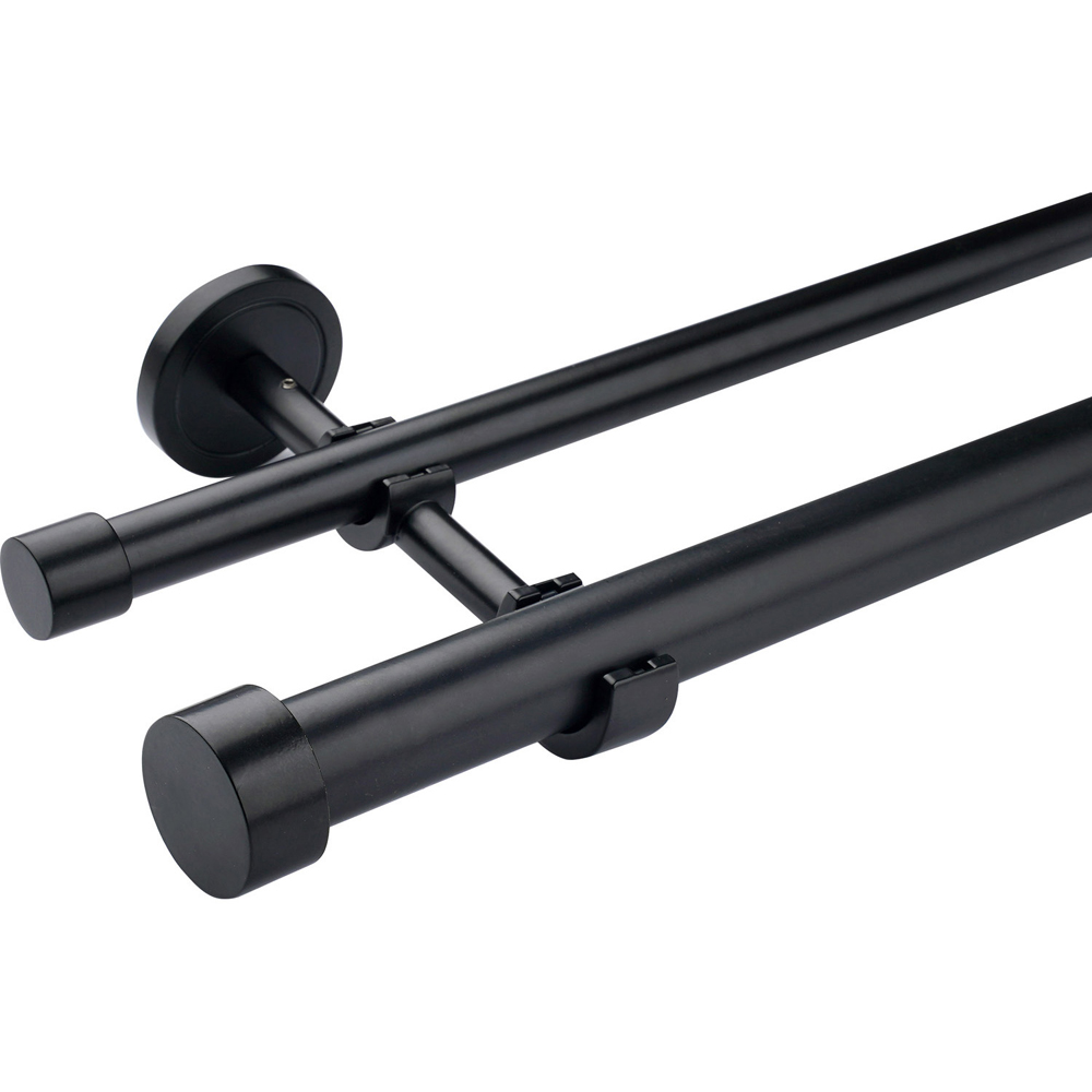 Double Layer Curtain Pole Black 120-210cm Image 2