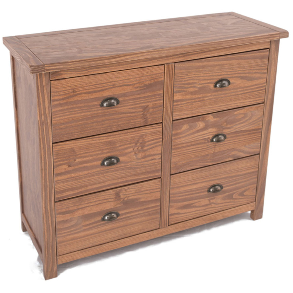 Cabinet Bits Padua 6 Drawer Brown Brass Cup Handle Chest of Drawers Image 4