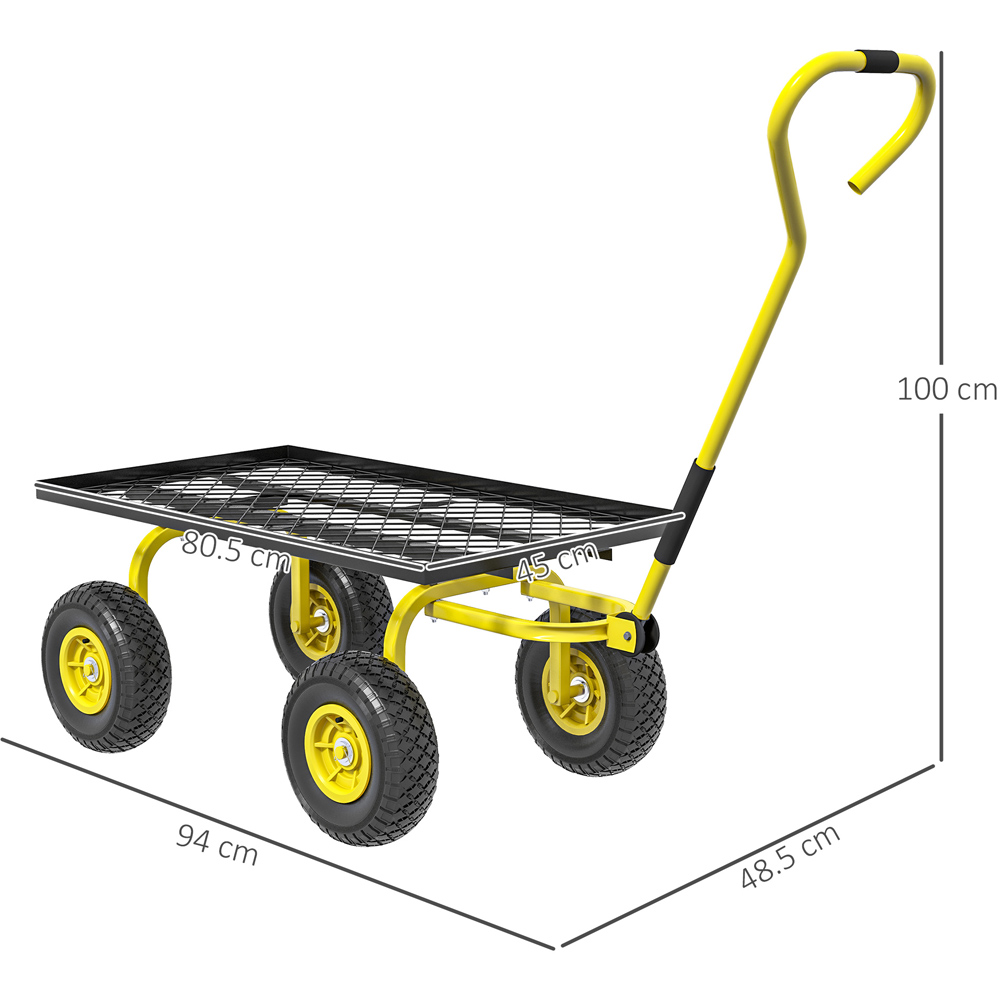 Outsunny Yellow Garden Trolley with Pneumatic Wheels and Rotating Handle Image 9