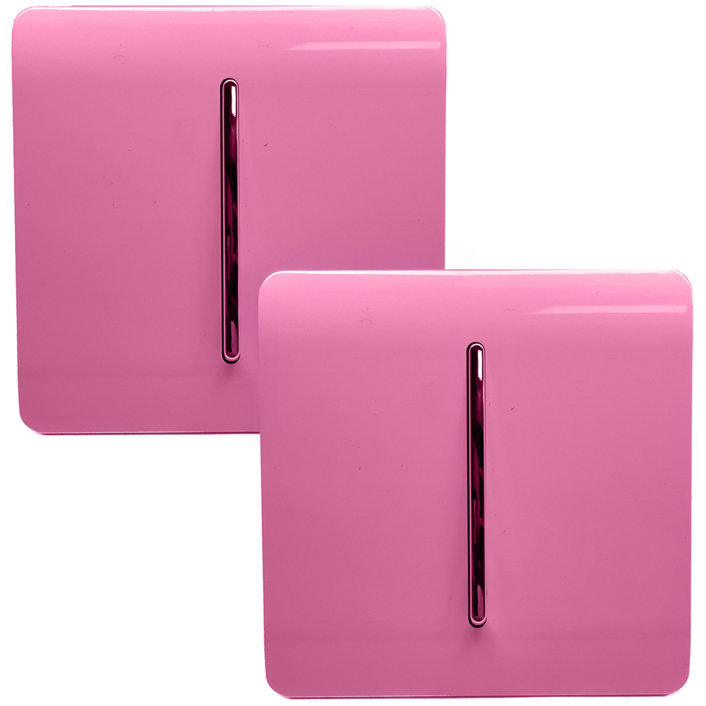 Trendi Switch 1 Gang 1 or 2 Way Candy Pink Rocker Light Switch 2 Pack Image 1