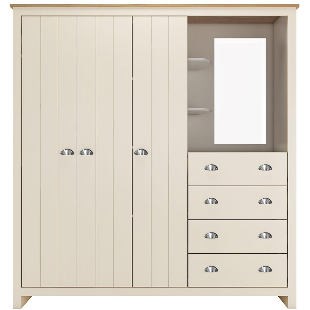 Lexington 3 Door 4 Drawer Cream Combination Wardrobe Image 2