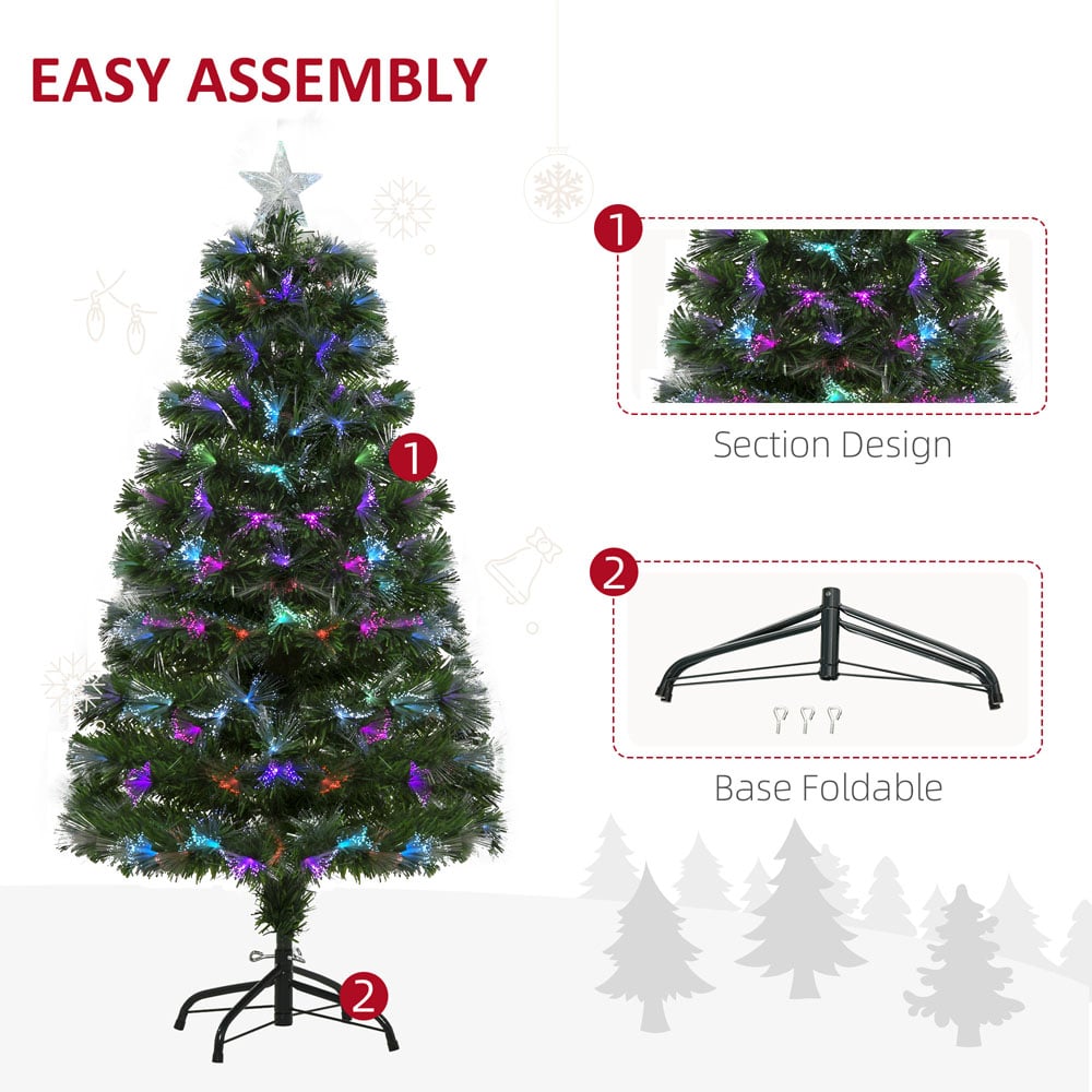 Everglow Fiber Optic LED Pre-Lit Green Artificial Christmas Tree 4ft Image 6