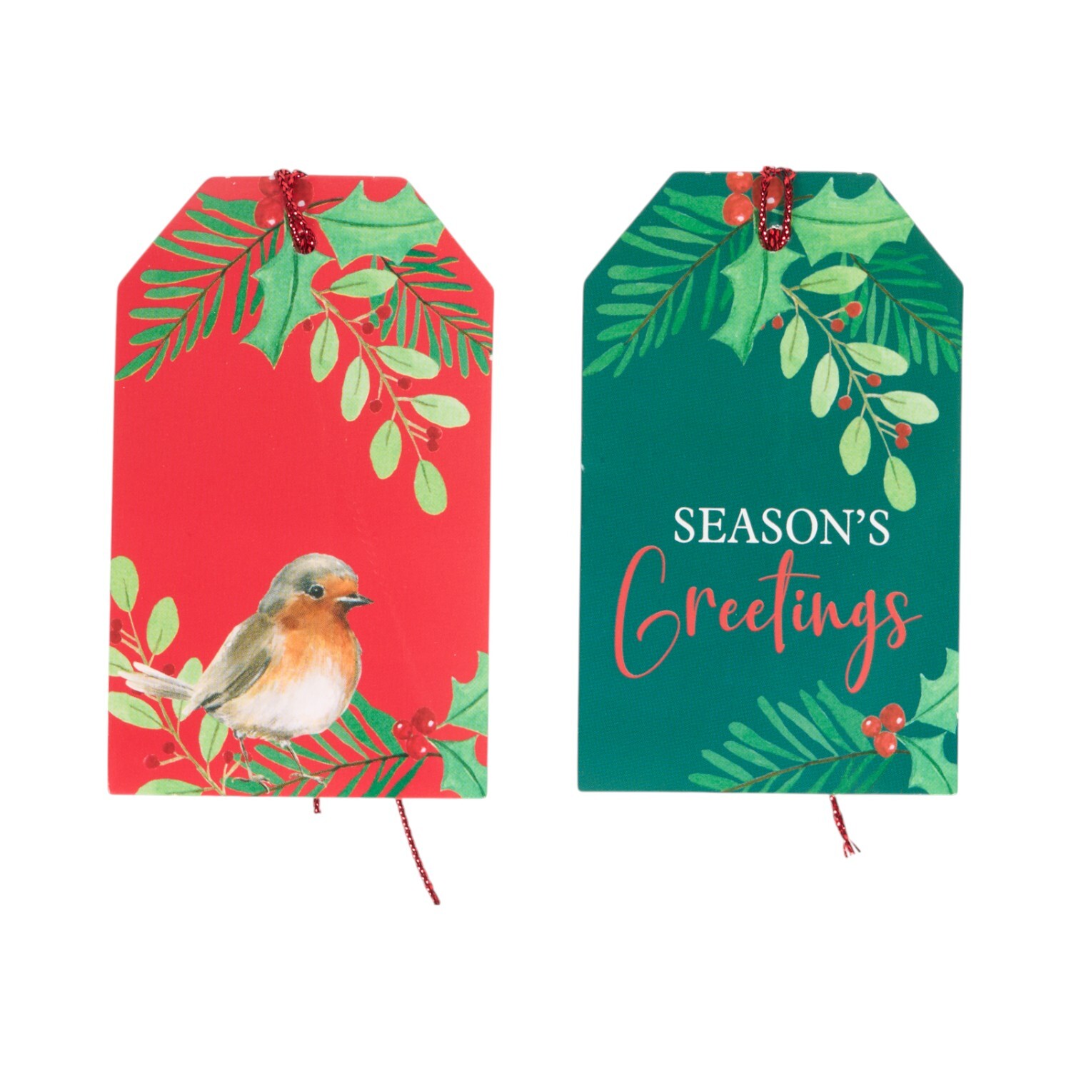 Pack of 12 Christmas Robin Gift Tags Red Image 2