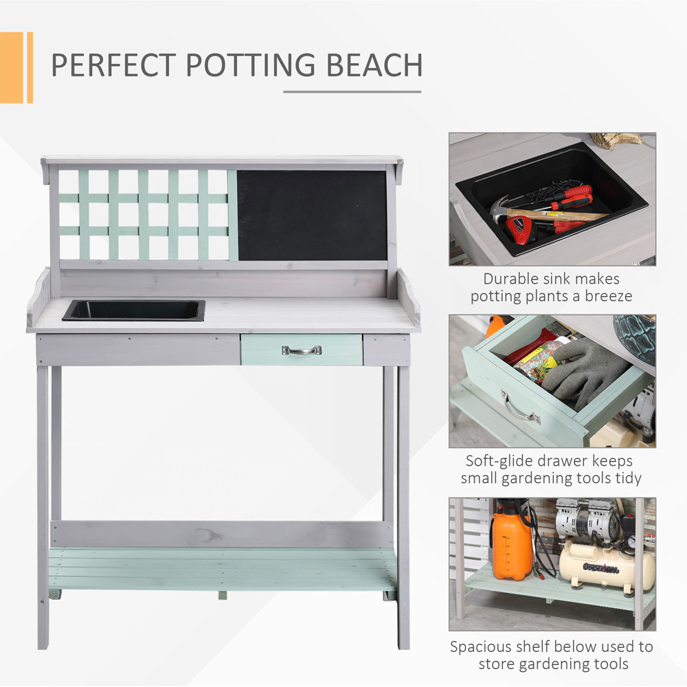 Outsunny Wooden Garden Potting Table Image 6