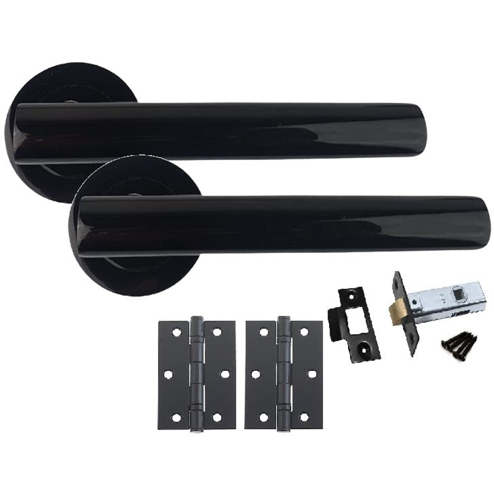 Golden Grace Metallic Black T-Bar Door Handle Set 4 Pack Image 2