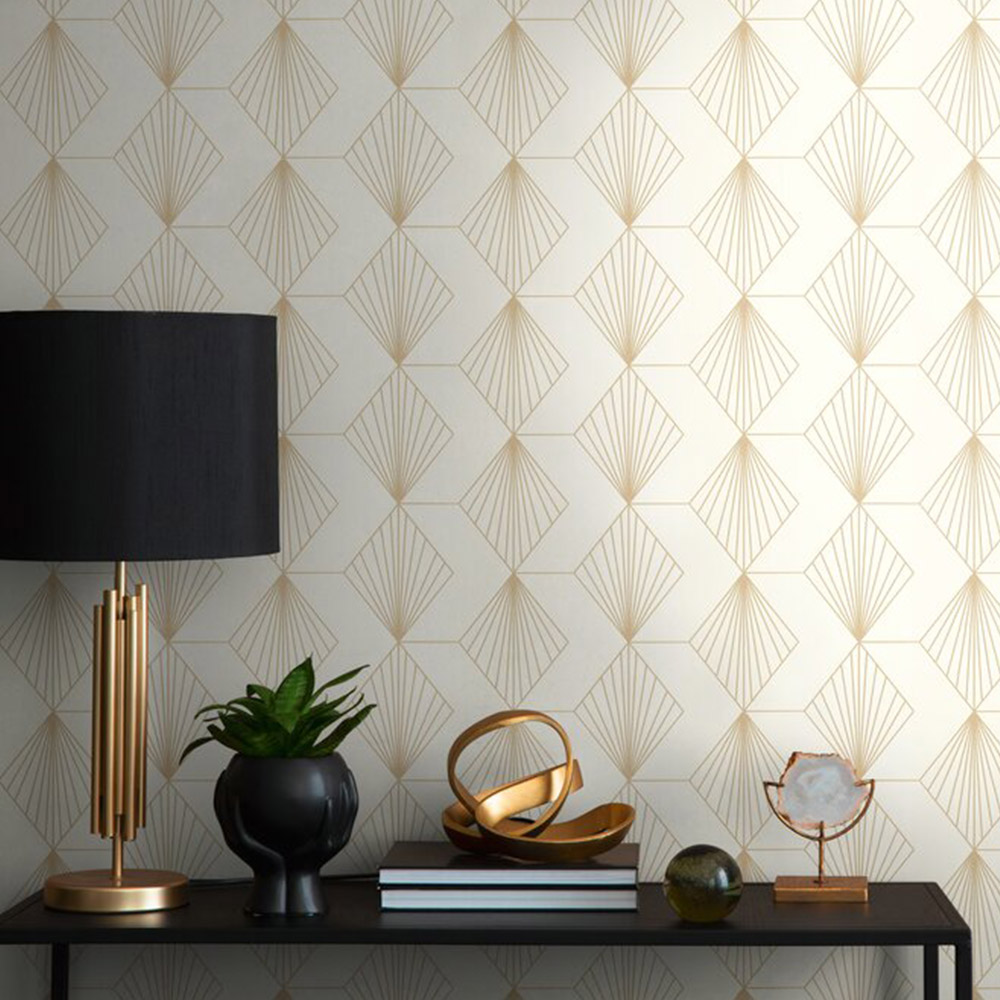 A.S Creation Diamond Deco White and Gold Non-Woven Wallpaper Image 3