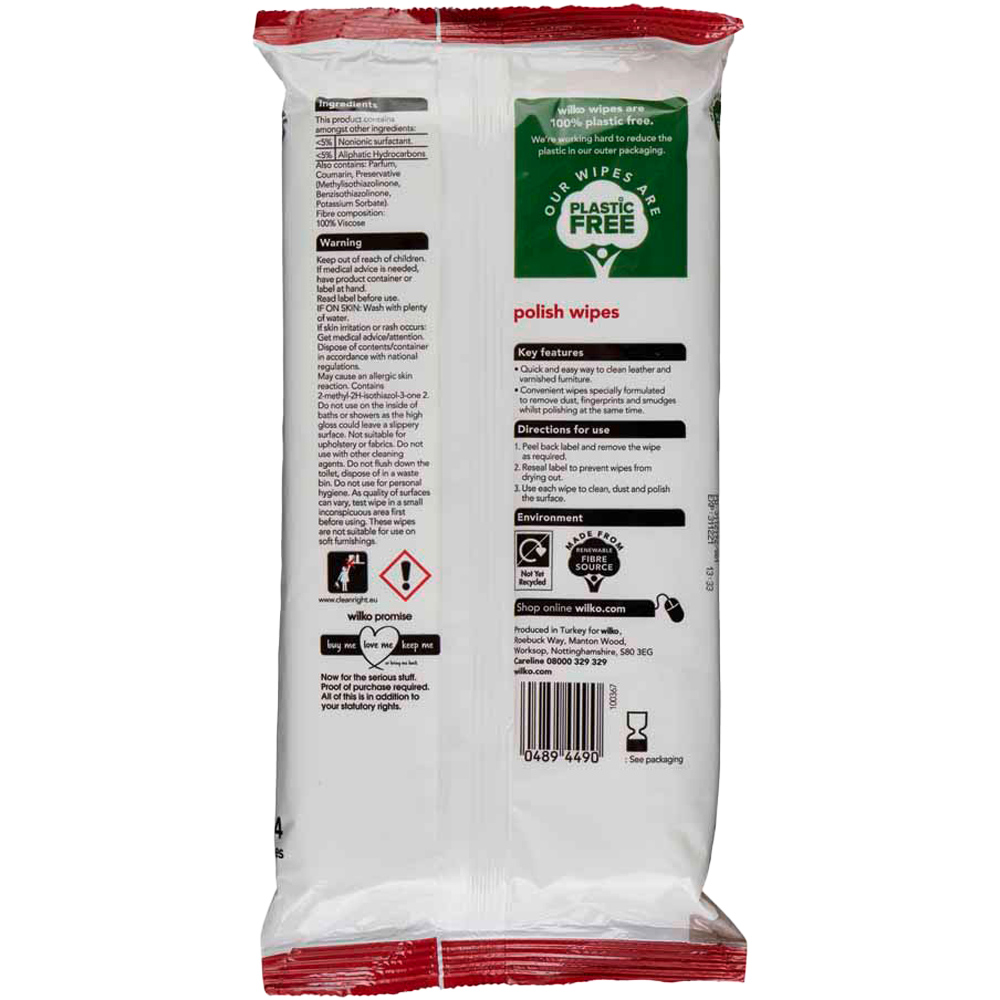 Wilko Plastic Free Polish Wipes 24pk Image 2