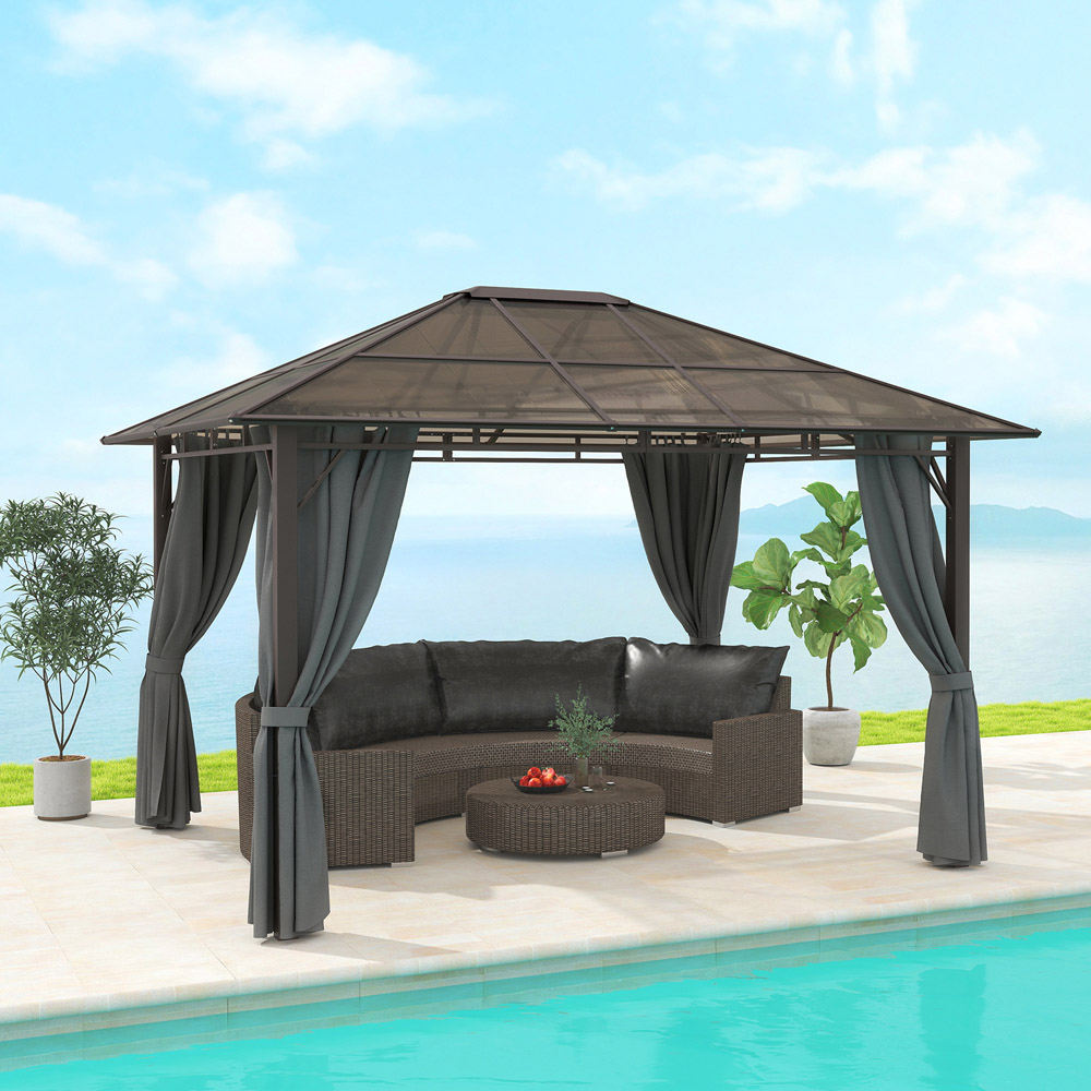 Outsunny 3.6 x 3m Grey Polycarbonate Roof Hard Top Gazebo Image 4