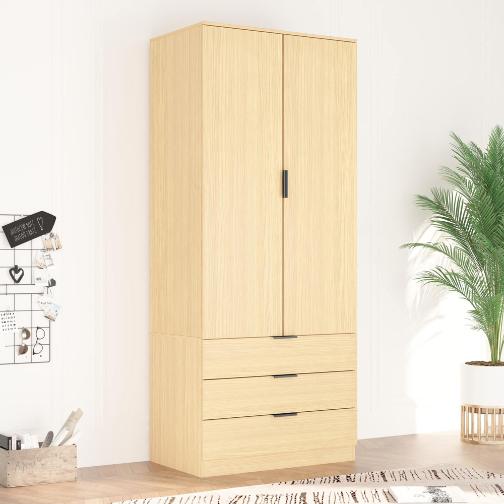 Home Source Phoenix 2 Door 3 Drawer Oak Effect Wardrobe Image 4