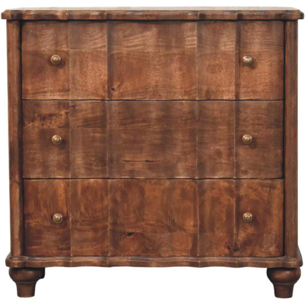 Artisan Furniture Lume Brown Roasted Panel 3 Drawer Solid Wood Chest of Drawers Image 2