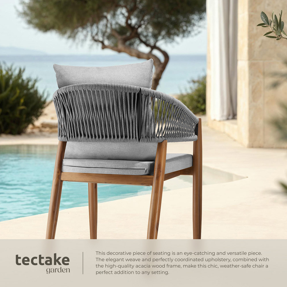 tectake Manacor Set of 4 Greige Rope Design Garden chair Image 4